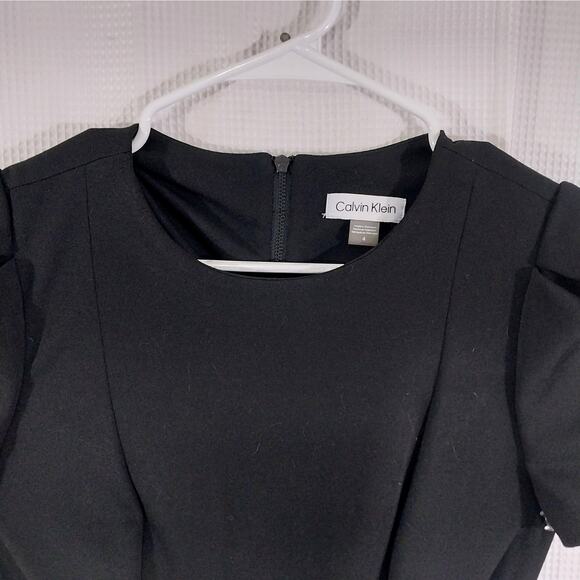 NWOT! CALVIN KLEIN! BLACK 1 PC BELTED WAIST, PUFF SLEEVE JUMPSUIT, ONESIE! SZ 4 - Picture 5 of 12